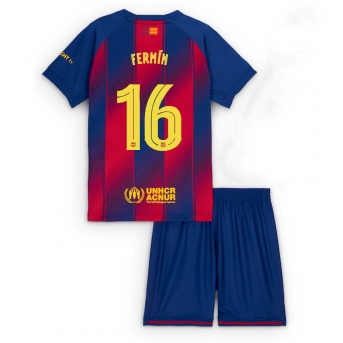 Billige Fotballdrakt Barcelona Fermin Lopez #16 Replika Hjemmedraktsett Barn 2025-26 Kortermet (med bukser)
